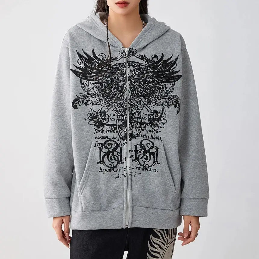 Vintage Wings Grunge Hoodie