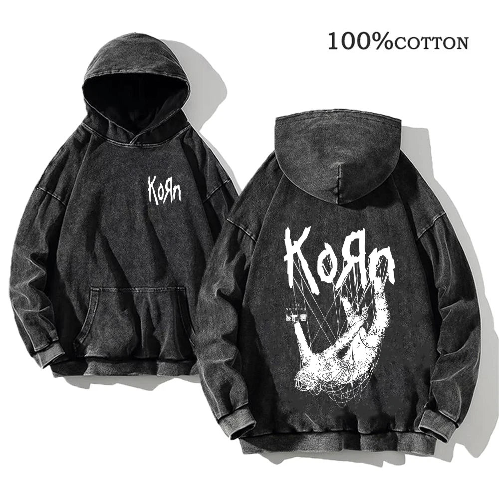 Vintage Korn Tour Hoodie – Washed Y2K Streetwear Pullover
