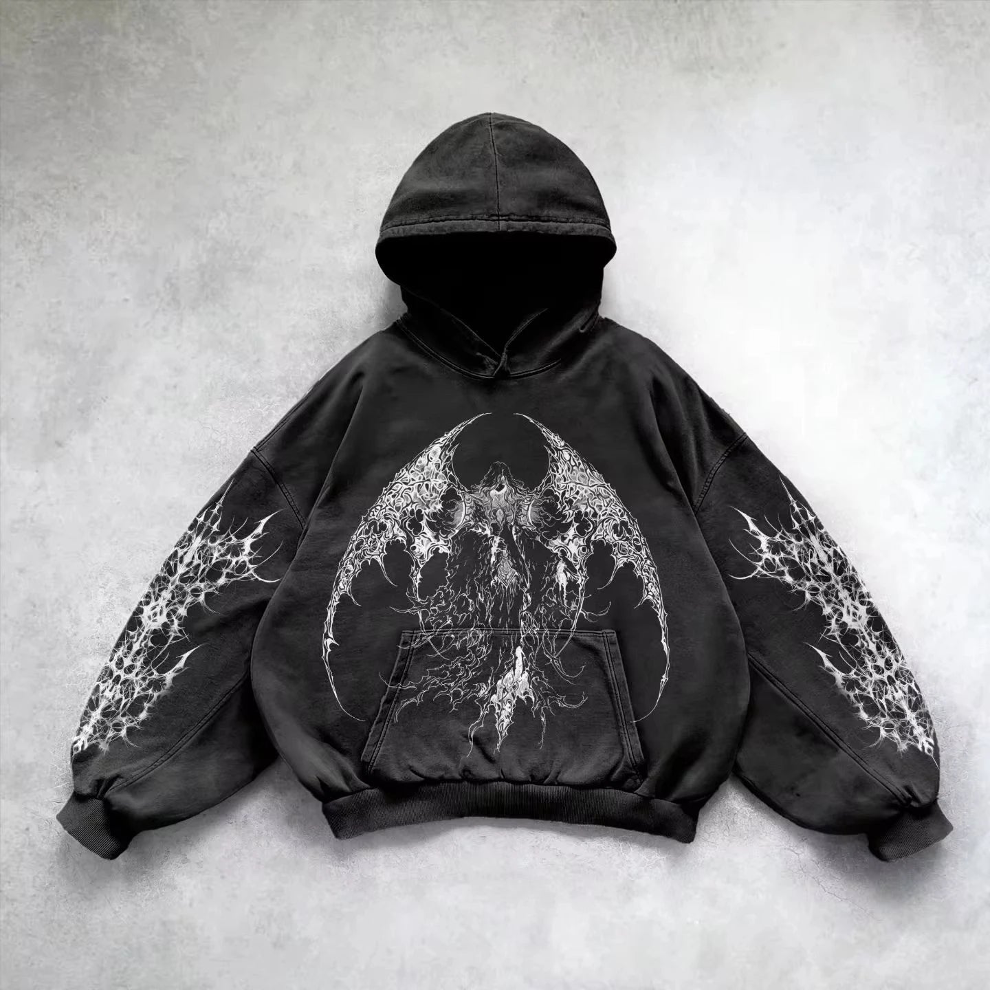 Retro Gothic Graphic Print Hip Hop Hoodie