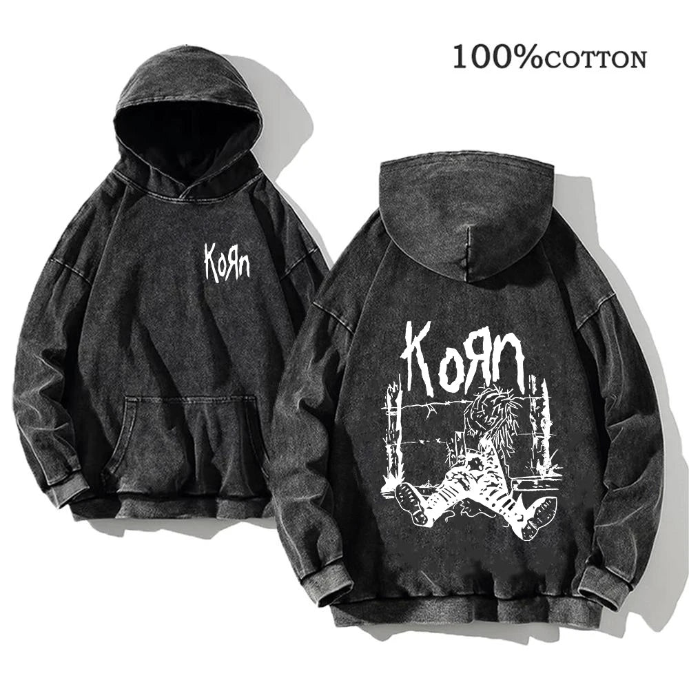 Vintage Korn Tour Hoodie – Washed Y2K Streetwear Pullover