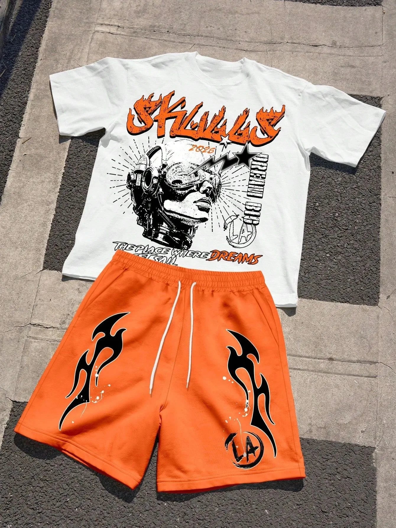 Summer Men’s Lightweight Printed Tee and Shorts Set – Comfortable Casual Wear