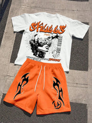 Summer Men’s Lightweight Printed Tee and Shorts Set – Comfortable Casual Wear