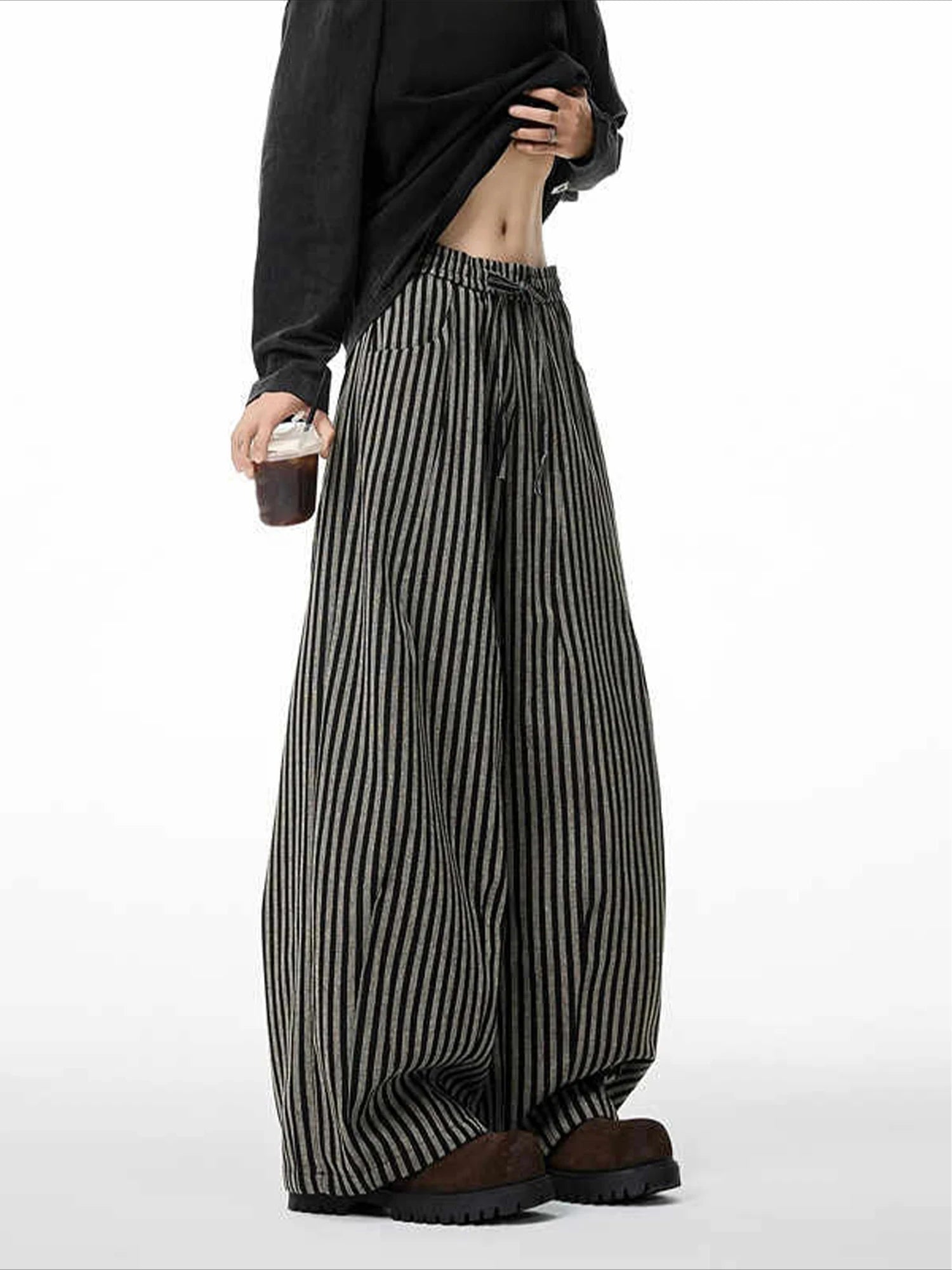 Harajuku Contrast Stripe Wide-Leg Pants