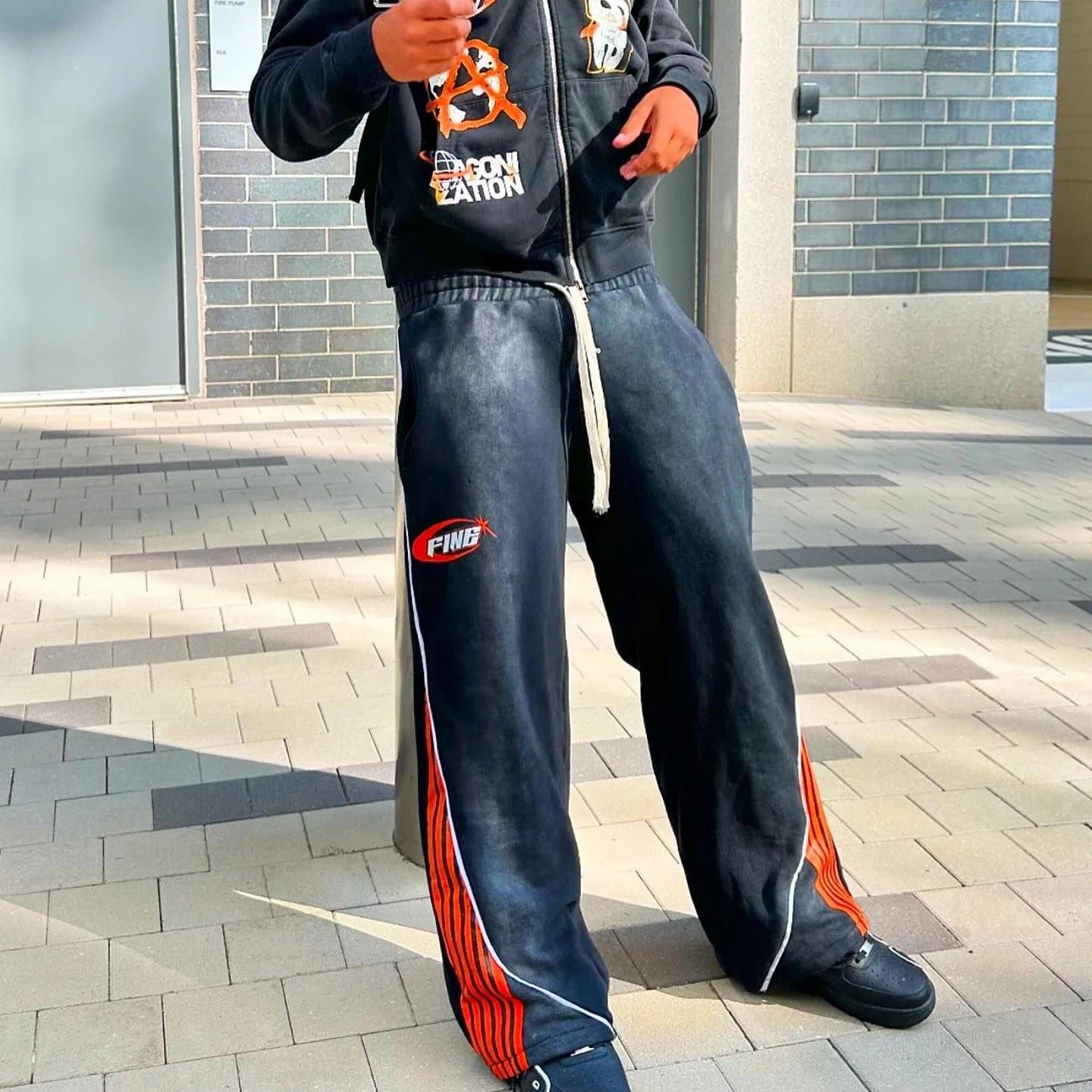 Y2K Striped Joggers – Oversized Hip Hop Streetwear Pants