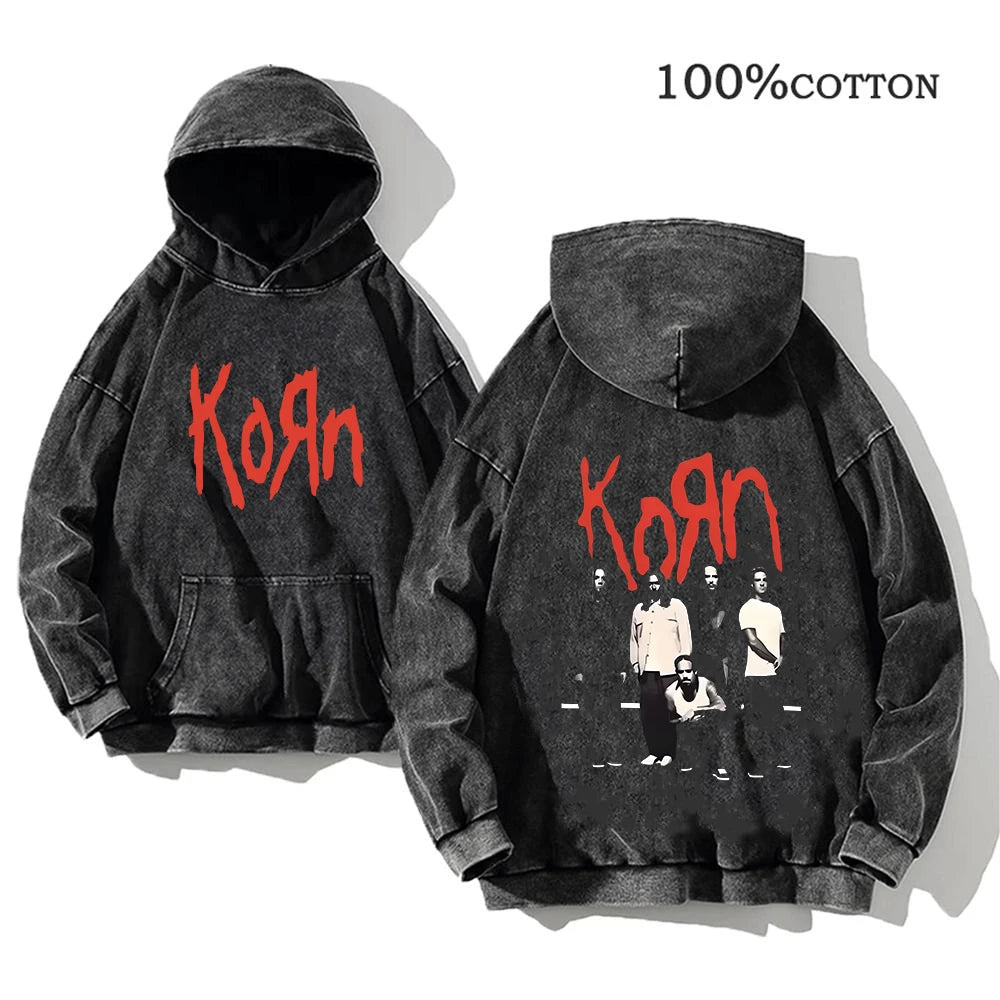 Vintage Korn Tour Hoodie – Washed Y2K Streetwear Pullover