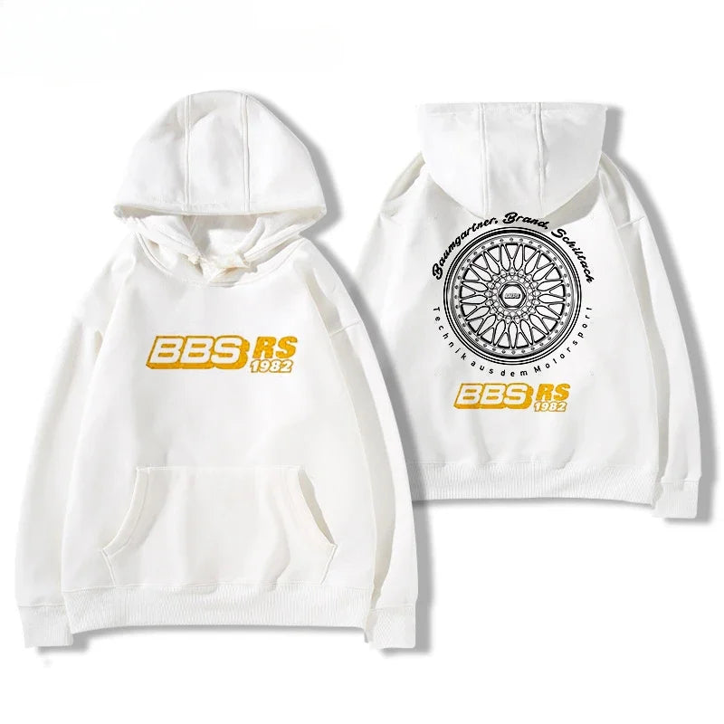 Car Modification Hoodie – BBS Rim Print Oversized Unisex