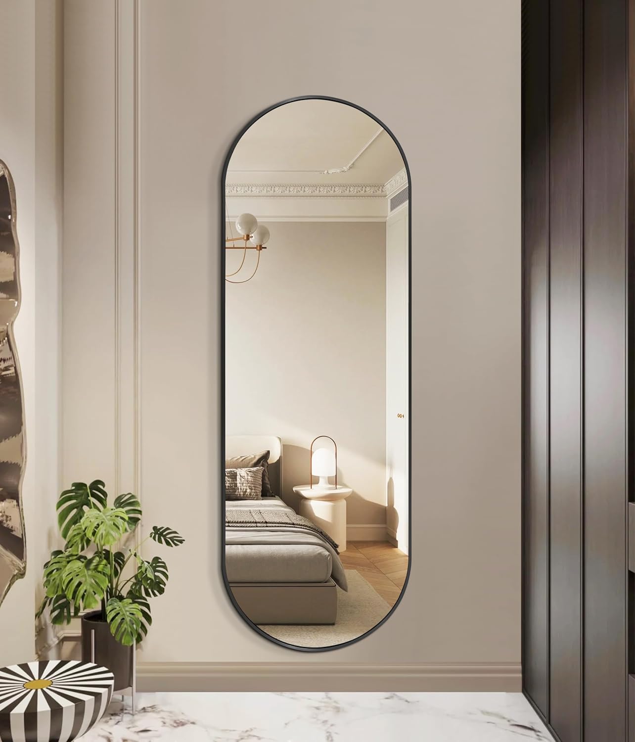 Stylish Full - Length Mirrors - Oval & Custom Shapes Ideal For Bedroom & Living Room, Aluminum Frame