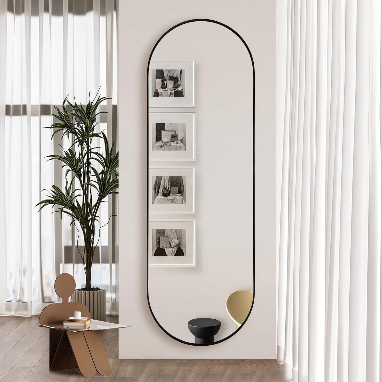 Stylish Full - Length Mirrors - Oval & Custom Shapes Ideal For Bedroom & Living Room, Aluminum Frame