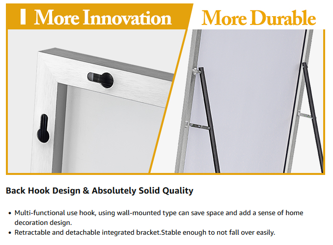 Stylish Full - Length Mirrors - Oval & Custom Shapes Ideal For Bedroom & Living Room, Aluminum Frame