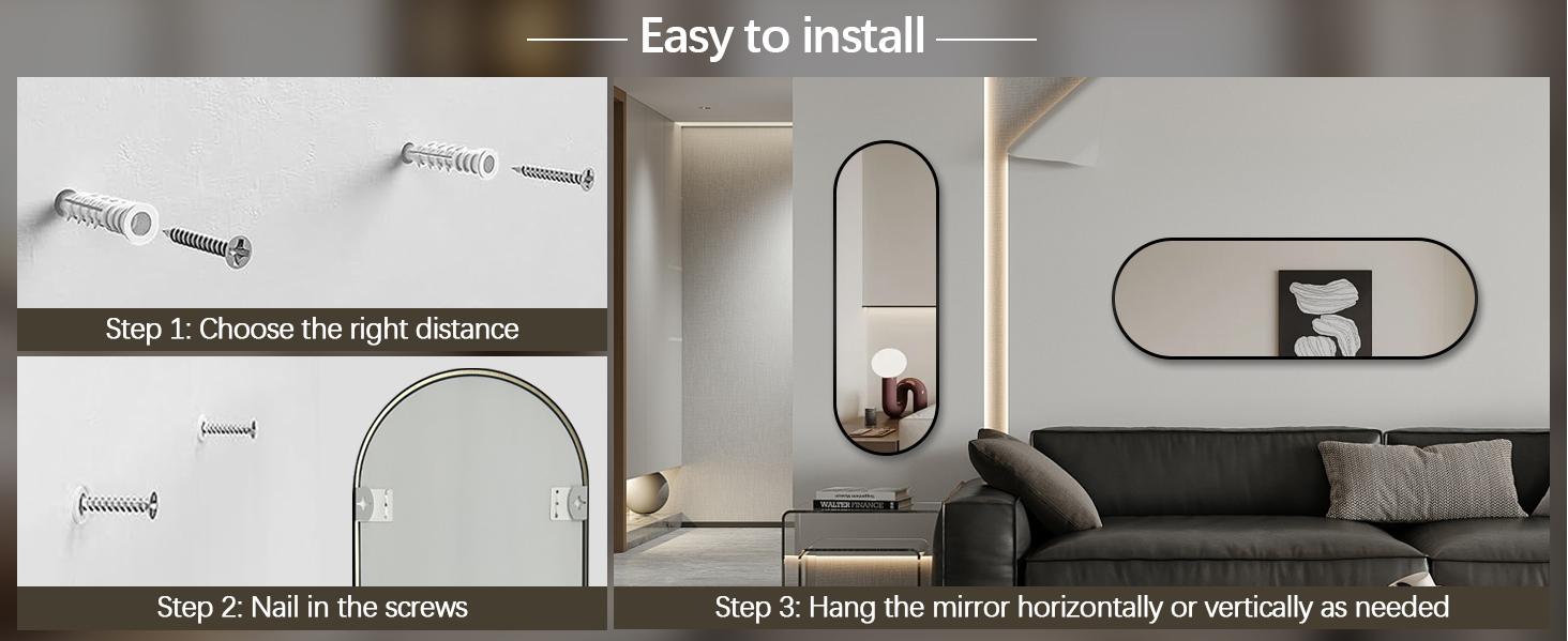 Stylish Full - Length Mirrors - Oval & Custom Shapes Ideal For Bedroom & Living Room, Aluminum Frame