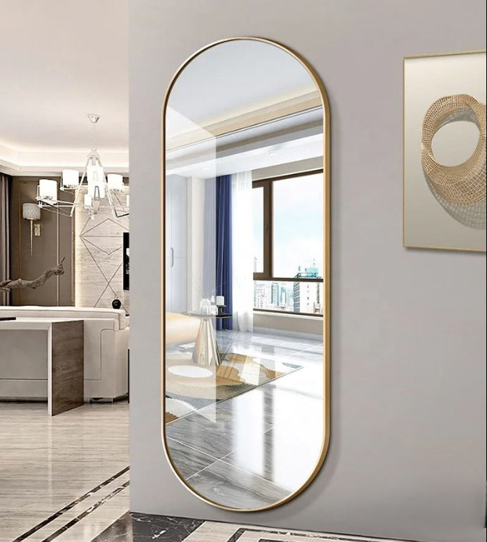 Stylish Full - Length Mirrors - Oval & Custom Shapes Ideal For Bedroom & Living Room, Aluminum Frame