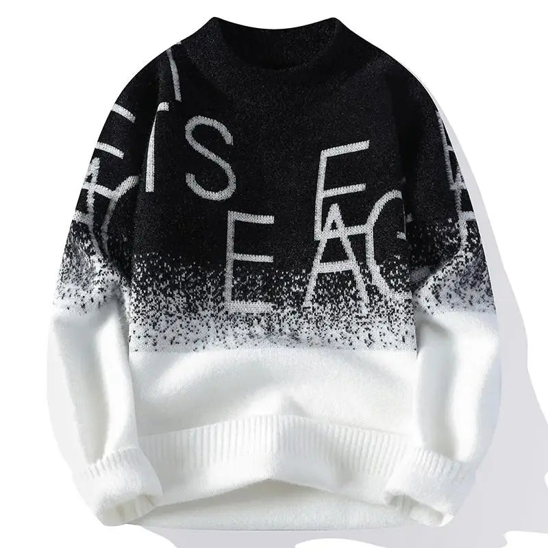 Harajuku Gradient Letter Knit Pullover