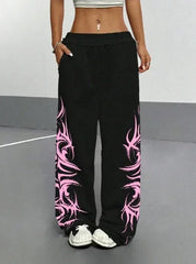 Harajuku Striped Track Pants – Y2K Retro Loose Fit Unisex