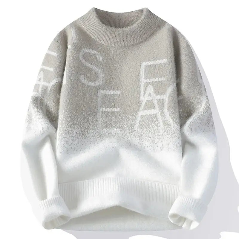 Harajuku Gradient Letter Knit Pullover