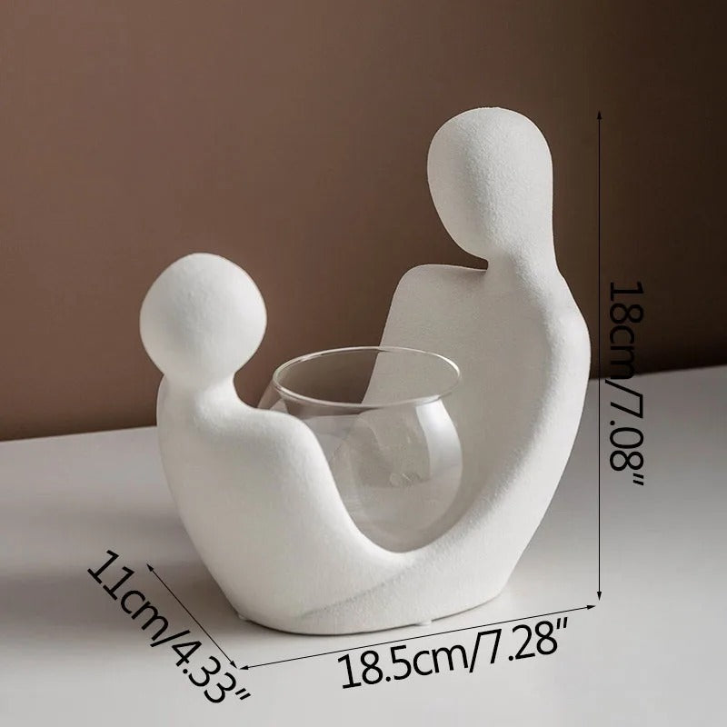 Nordic Abstract Character Figurines Creative Home Decoration Ornament With Glass Hydroponics Green Plants Container Decorations