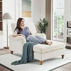 Adjustable Chaise Lounge Chair - Modern Upholstered Sleeper with Rolled Arms