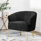 Modern Leisure Living Room Chair – Comfortable Beige Velvet Accent Bucket Chair