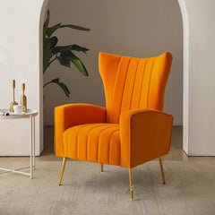 Nordic Style Living Room Armchair – Velvet Upholstered with Soft Cushion