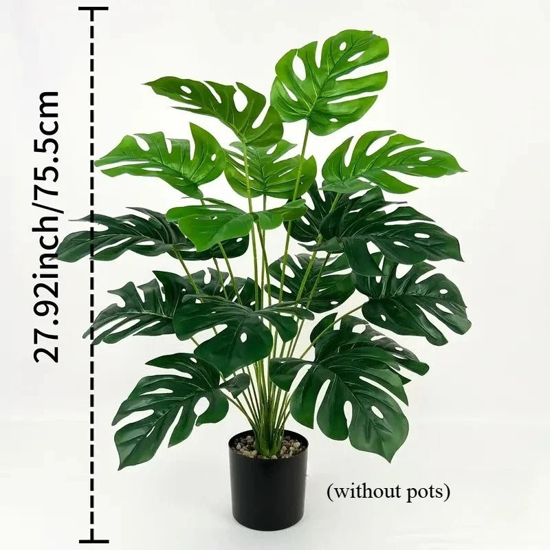 Simulation green plant indoor turtle bamboo fortune leaf loose tail sunflower home, Christmas, hotel, decoration (without pots)