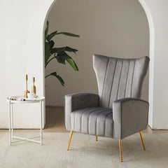 Nordic Style Living Room Armchair – Velvet Upholstered with Soft Cushion