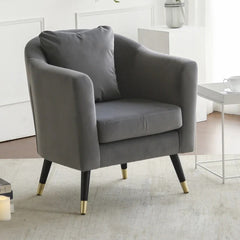 Durable foam, velvet armchair with metal legs