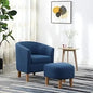 Mid-Century Barrel Chair with Ottoman - Corduroy Upholstered Club Tub Chair Set