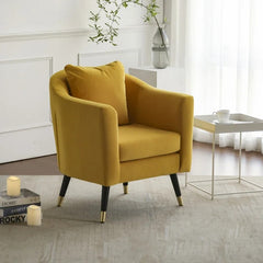 Durable foam, velvet armchair with metal legs