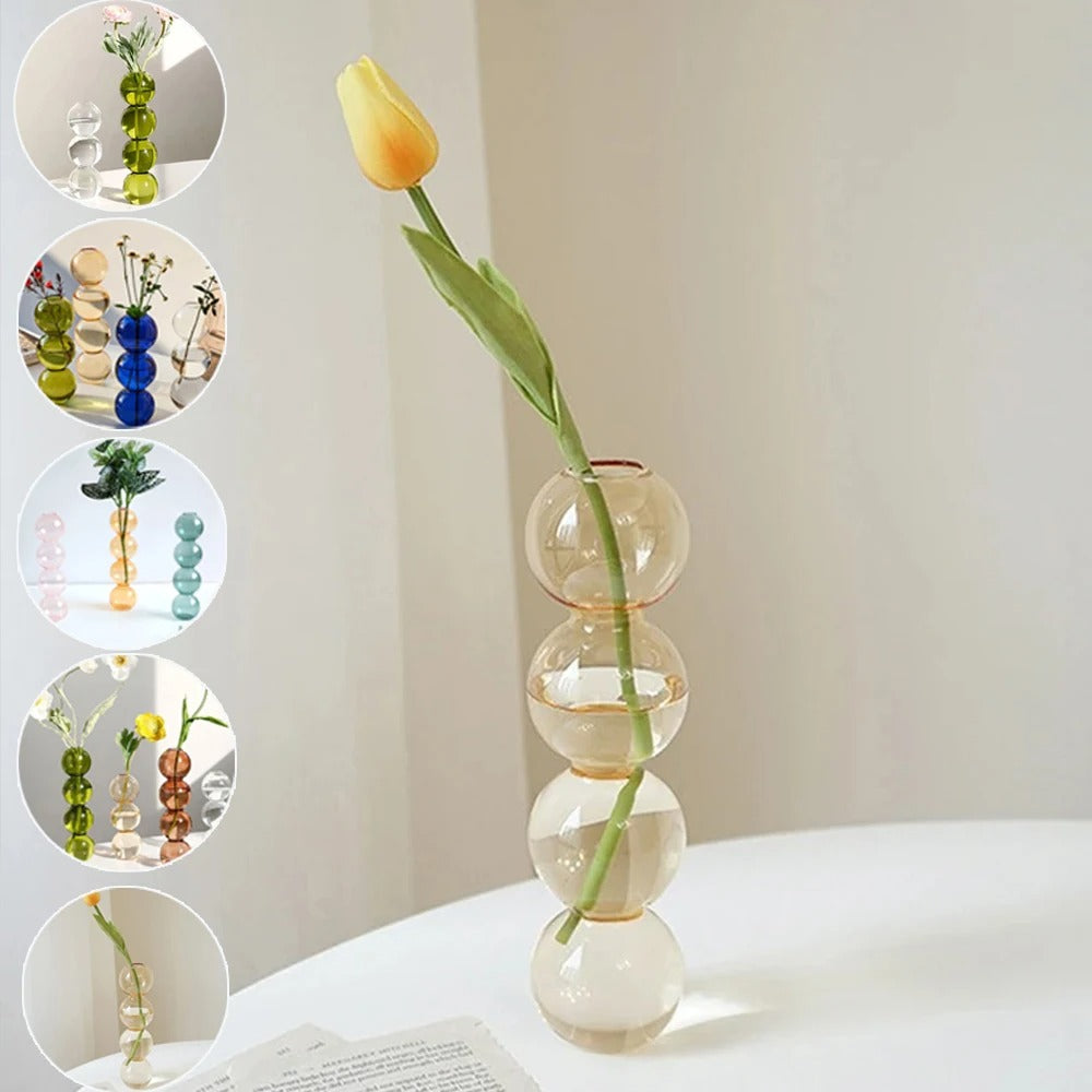 1PC Glass Bubble Vase Creative Colorful Vase Funny Spherical Art Flower Arrangement Container Home Desktop Ornaments Crafts