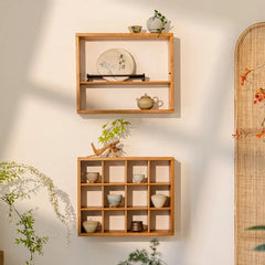Yanpu Cherry Wood Display Shelf - Traditional Mortise & Tenon Craftsmanship
