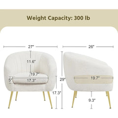 Mid-Century Luxe Accent Chair Set - Ivory Boucle with Gold Legs (Set of 2) - Made in USA