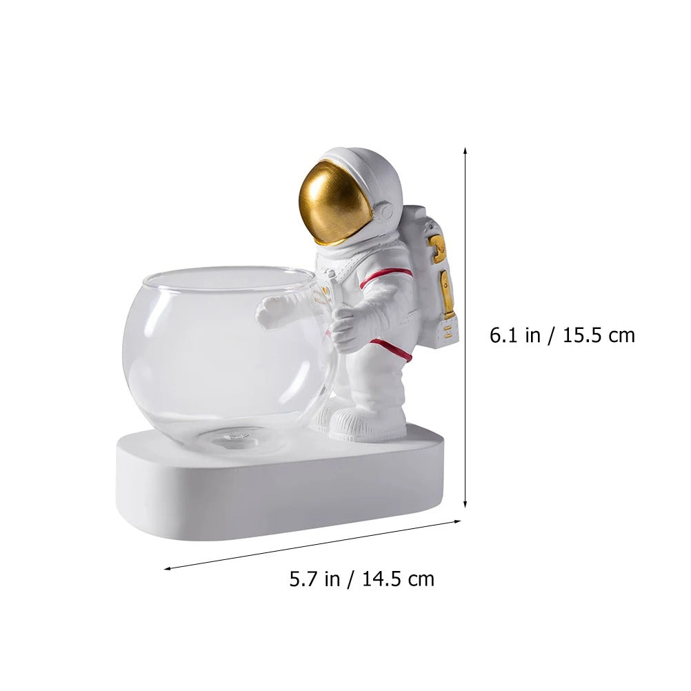 Decorative Resin Astronaut Lamp Ornament Glass Water Planter Flowerpot Hydroponic Vase Flower Storage Adornment Flowerpot