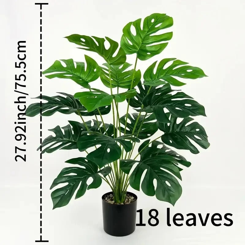 Simulation green plant indoor turtle bamboo fortune leaf loose tail sunflower home, Christmas, hotel, decoration (without pots)