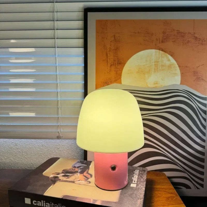 Nordic Mushroom Table lamp Rechargeable Desk Lamp Portable Living Room Study Retro Simple Touch Dimming Bedhead Atmosphere Light