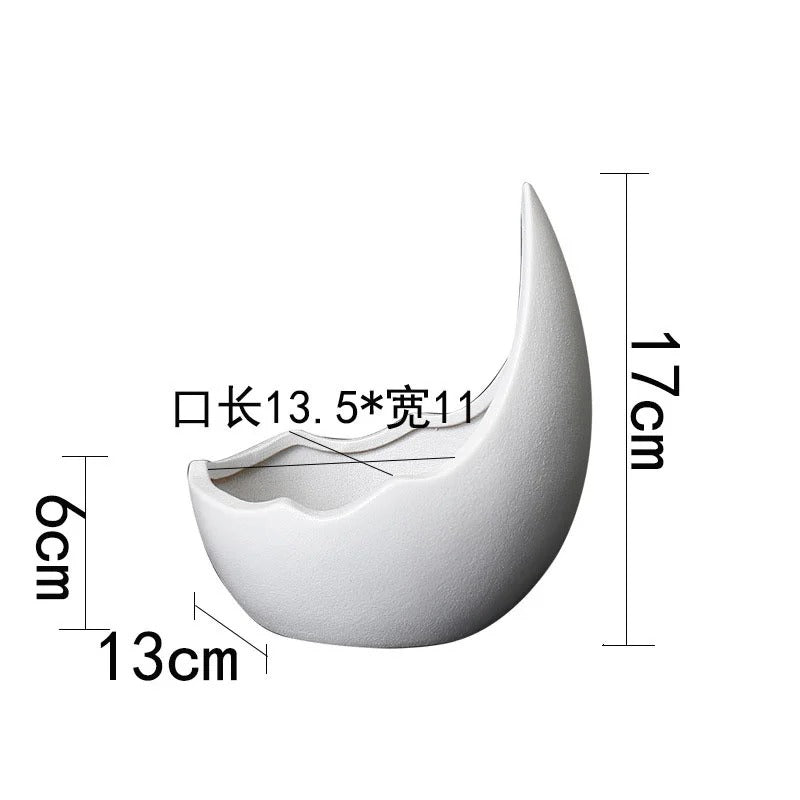 Rhinoceros Horn Shape Ceramic Flower Pot – Succulent Planter & Cactus Bonsai Pot for Home Decoration