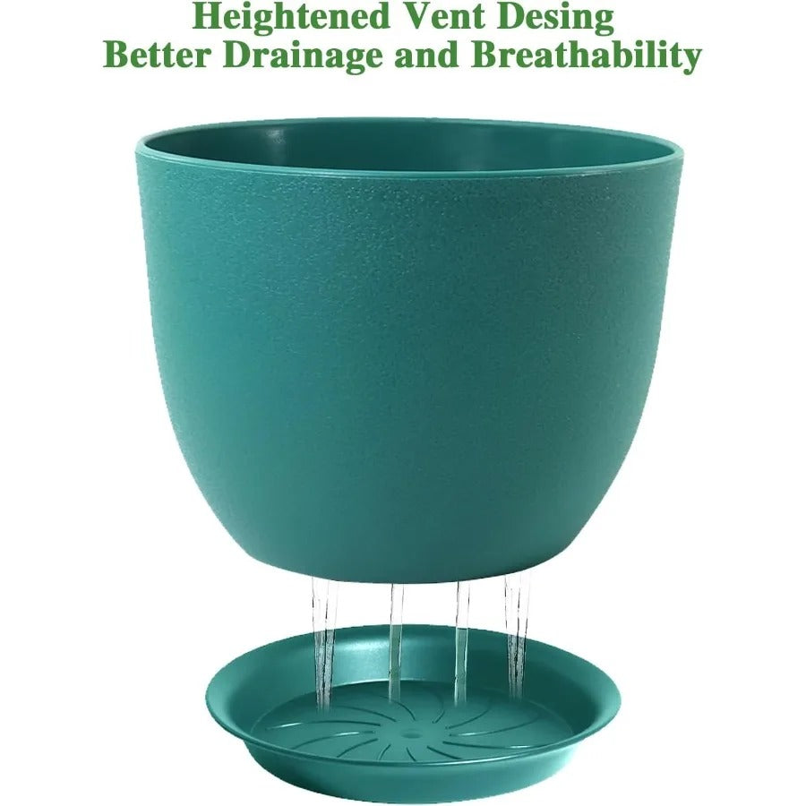 12inch Large Plant Pot Modern Plastic Planter with High Driange Holes and Saucer for Indoor Outdoor Garden Plants and Flowers B