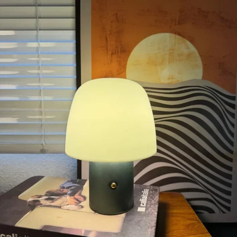 Nordic Mushroom Table lamp Rechargeable Desk Lamp Portable Living Room Study Retro Simple Touch Dimming Bedhead Atmosphere Light