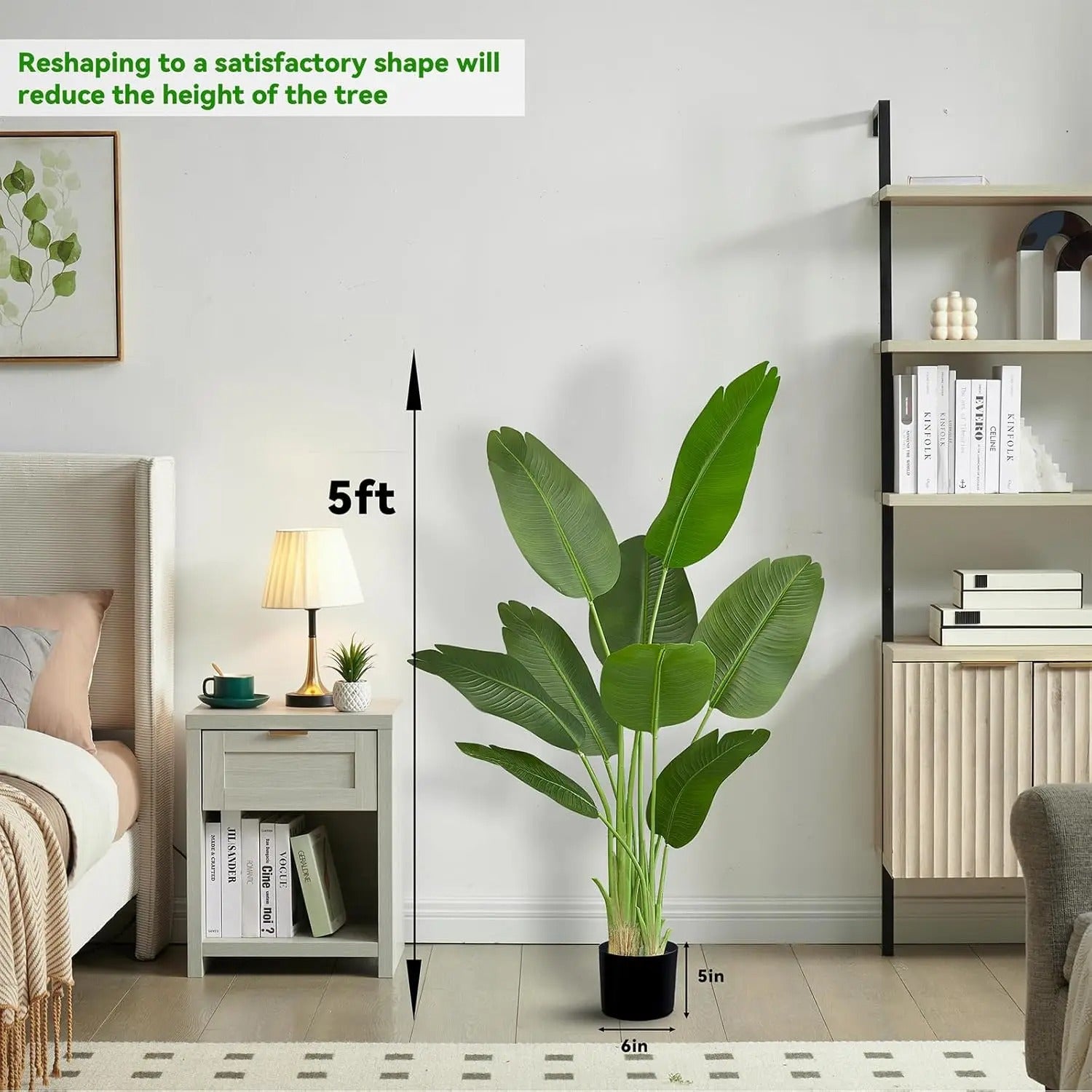 5FT Lifelike Bird of Paradise Silk Artificial Plant Faux Banana Leaf Tree for Home Decor - Perfect Indoor Floor Plant with