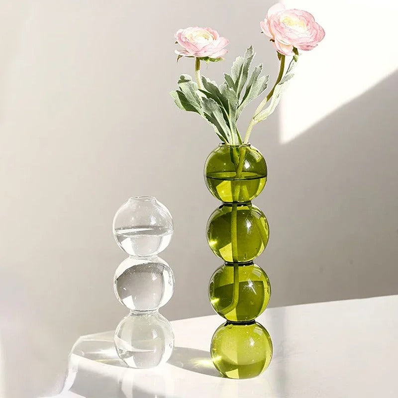 1PC Glass Bubble Vase Creative Colorful Vase Funny Spherical Art Flower Arrangement Container Home Desktop Ornaments Crafts