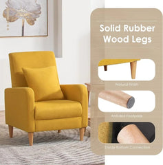 Modern Upholstered Accent Armchair with Pillow