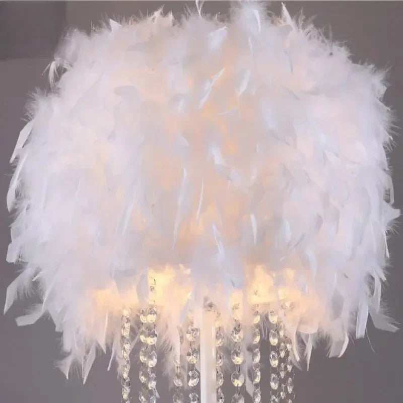 Modern Nordic Crystal LED Floor Lamp Bedroom Study Restaurant Hotel Bedside Floor Lamps Living Room Decor Feather Floor Lights