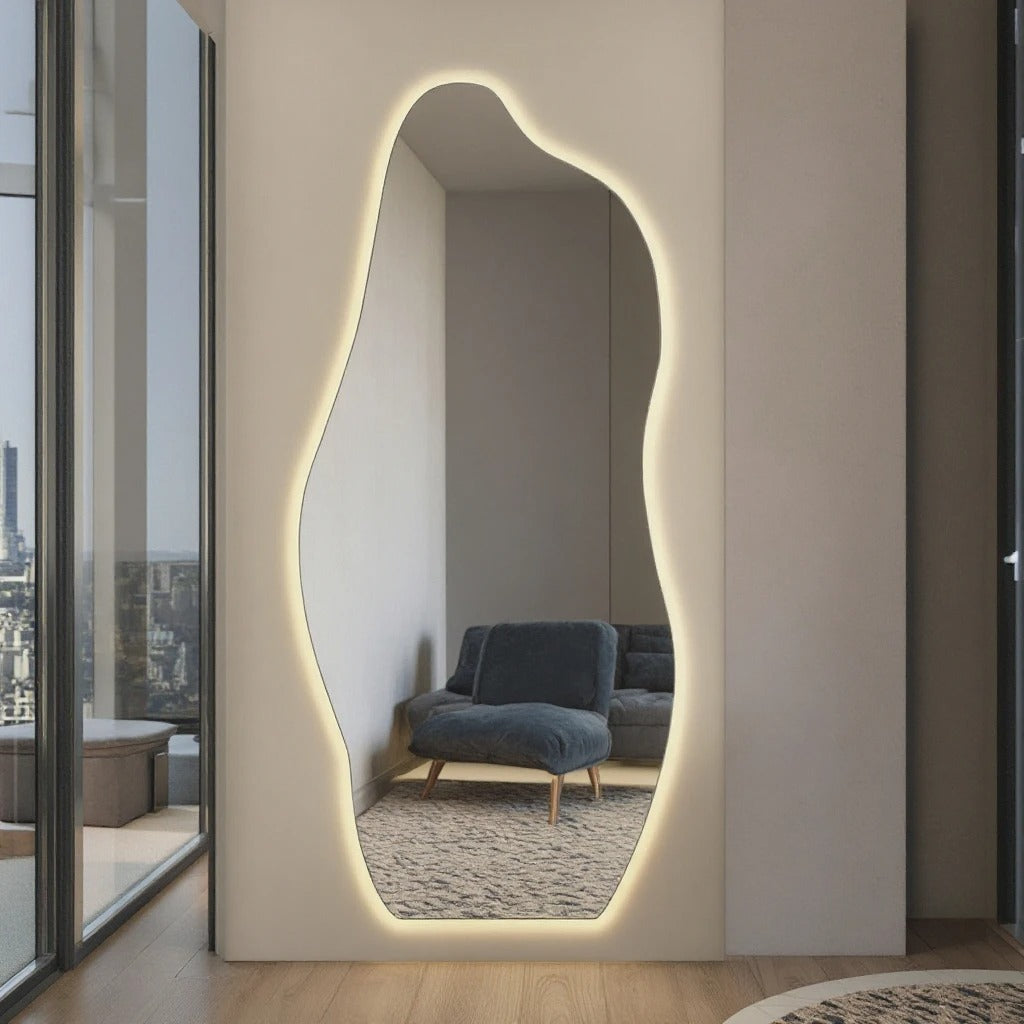 Smart Mirror with LED, Full-length Mirror Wall-mounted or Bracket-mounted, Dressing Mirror Suitable for Clothing Stores, Bedroom
