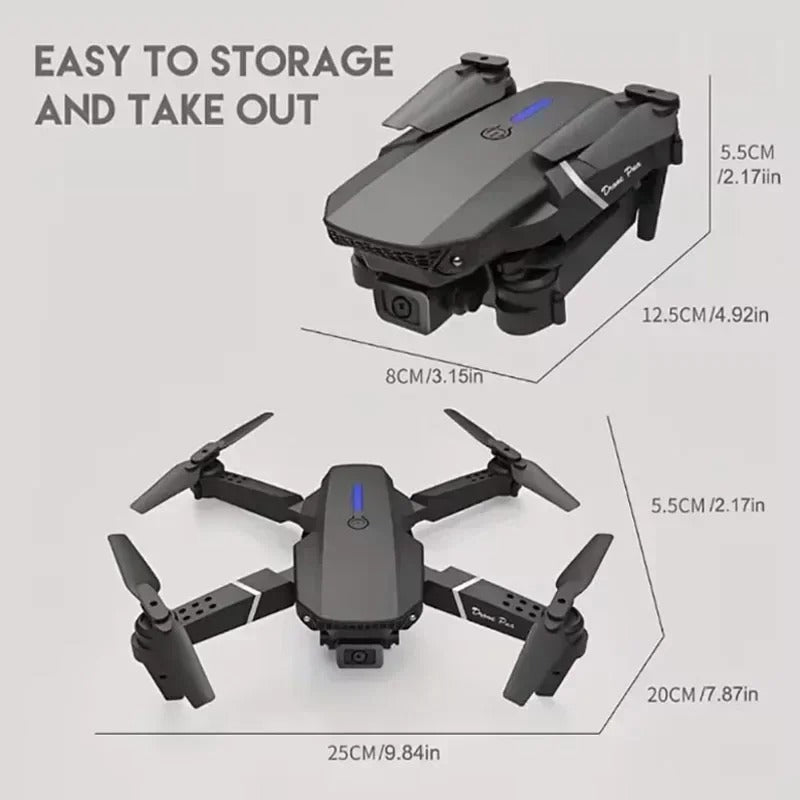 Digi E88 Pro Drone with HD Camera, Foldable & Lightweight, Altitude Hold