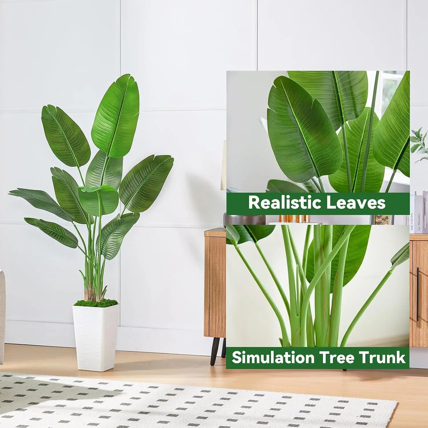 5FT Lifelike Bird of Paradise Silk Artificial Plant Faux Banana Leaf Tree for Home Decor - Perfect Indoor Floor Plant with
