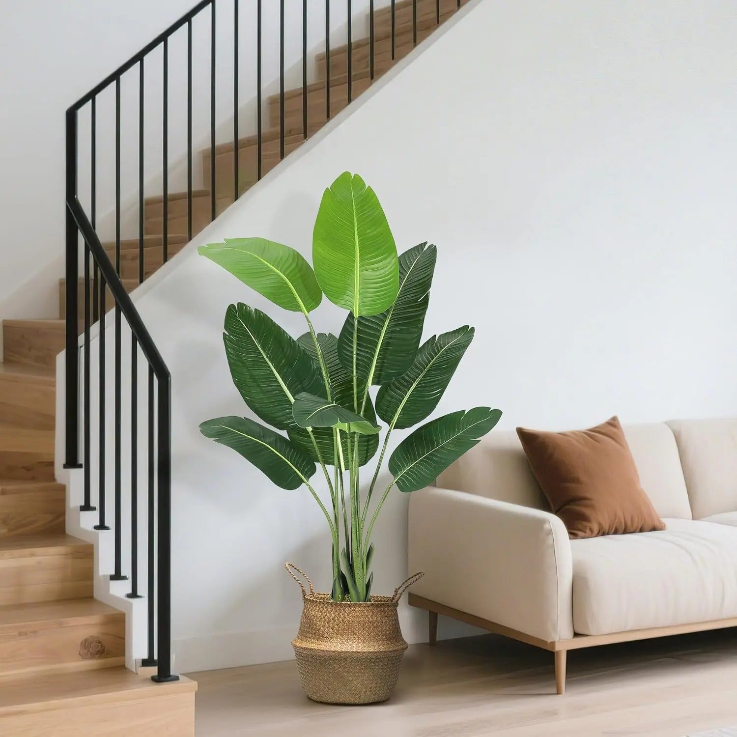 4ft Artificial Bird of Paradise Tree with 9 Trunks - Premium Faux Banana Tree Plant with Decorative Pot