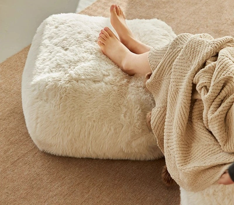 Luxurious Faux Fur Bean Bag Pouf Ottoman Cover JD039