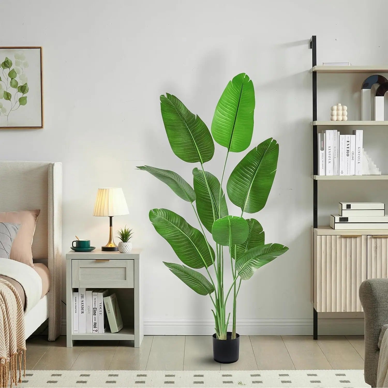 5FT Lifelike Bird of Paradise Silk Artificial Plant Faux Banana Leaf Tree for Home Decor - Perfect Indoor Floor Plant with