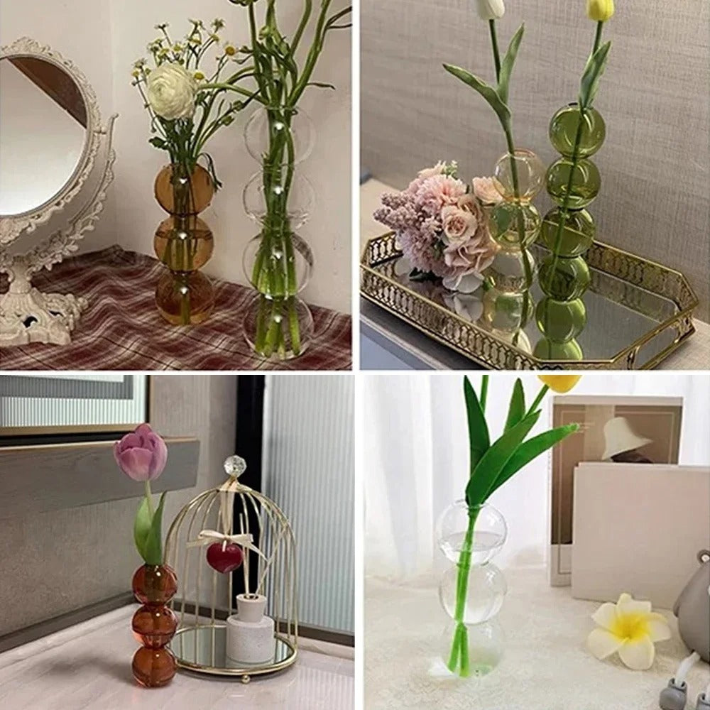 1PC Glass Bubble Vase Creative Colorful Vase Funny Spherical Art Flower Arrangement Container Home Desktop Ornaments Crafts