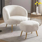 Living Room Chair, Sherpa Upholstered Barrel Chairs With Footrest, Single Sofa Armchair, Living Room Chair