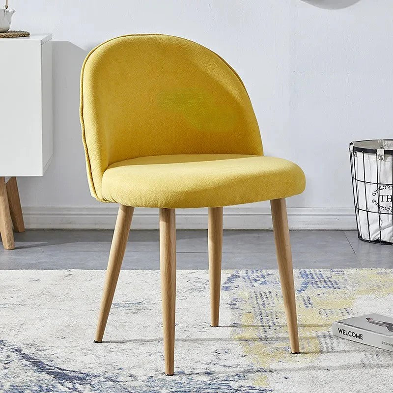 Nordic Iron Dining Chair Italian Fabric Backrest Dining Chairs Luxury Bedroom Furniture Household Leisure Backrest Makeup Stool