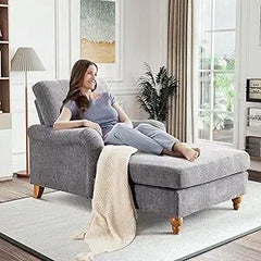 Adjustable Chaise Lounge Chair - Modern Upholstered Sleeper with Rolled Arms